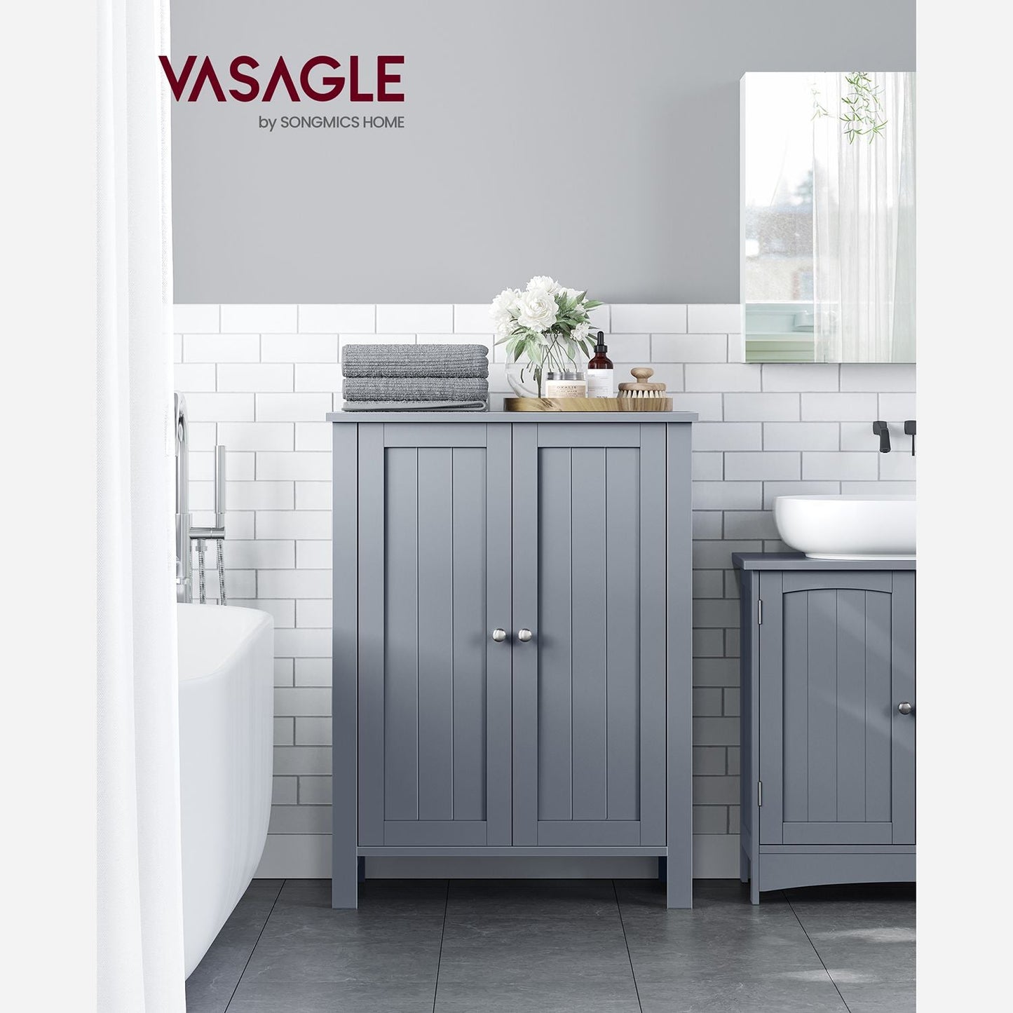 Bathroom Storage Unit with 2 Adjustable Shelves