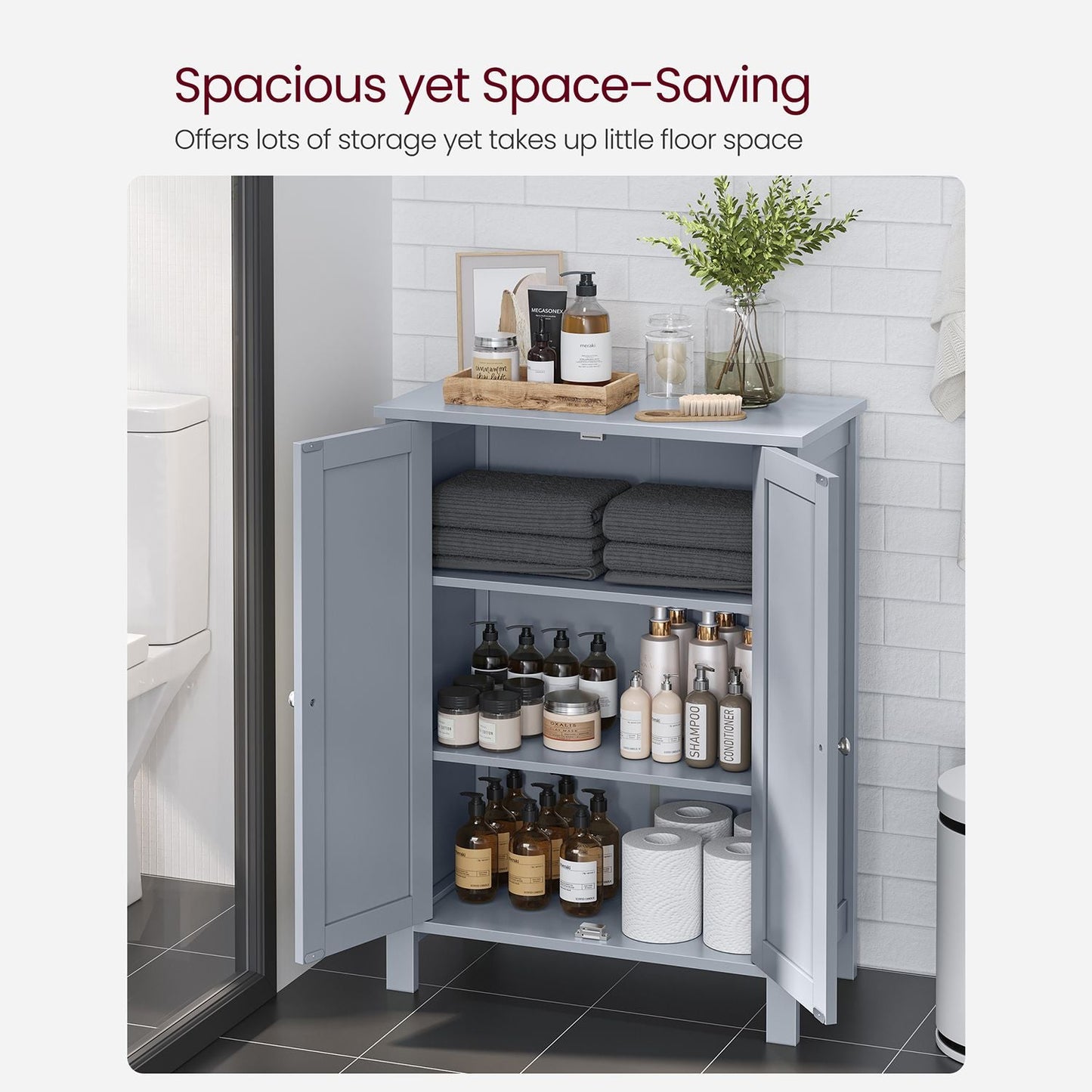 Bathroom Storage Unit with 2 Adjustable Shelves