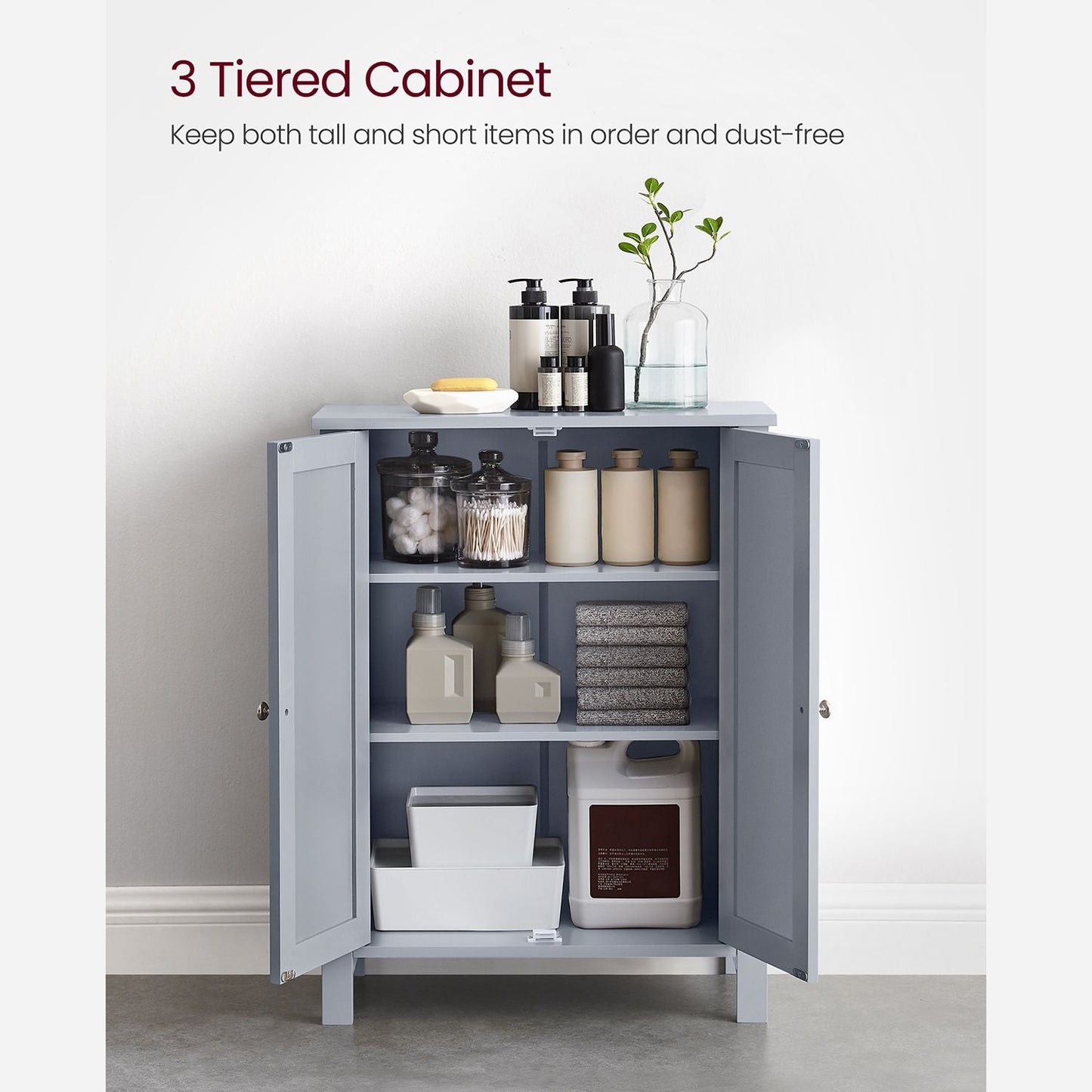Bathroom Storage Unit with 2 Adjustable Shelves