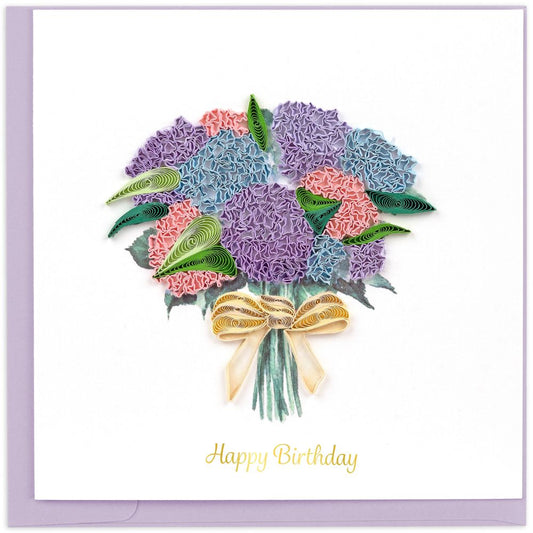 Birthday Hydrangea Bouquet Quilled Greeting Card