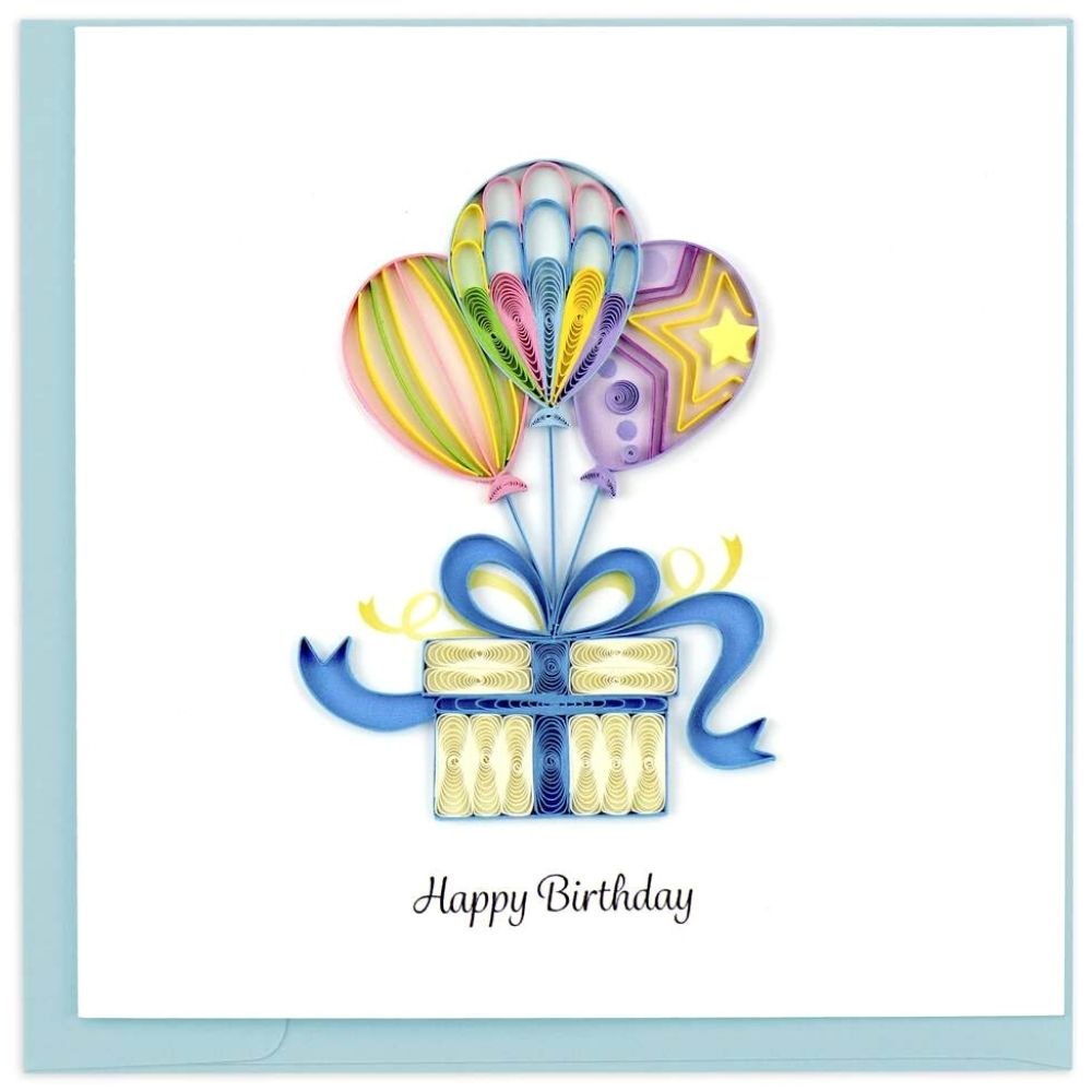 Birthday Balloon Surprise Quilled Greeting Card