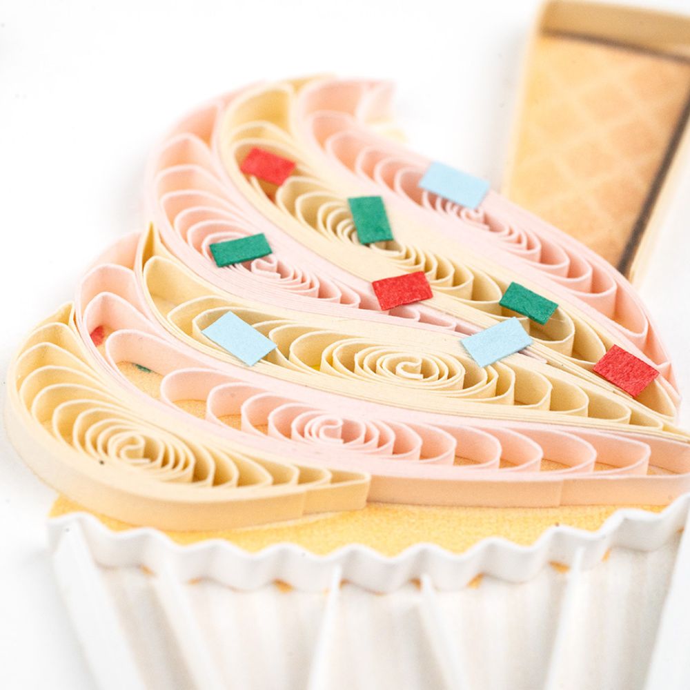 Birthday Cupcake Trio Quilled Greeting Card