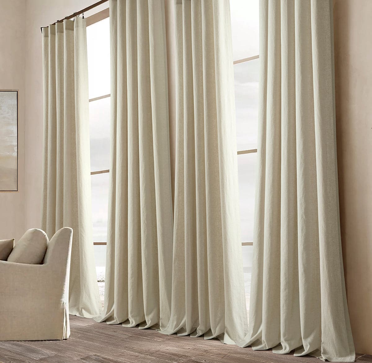 Belgian Flax Prewashed Linen Rich Cotton Blend Window Curtain (Single Panel)