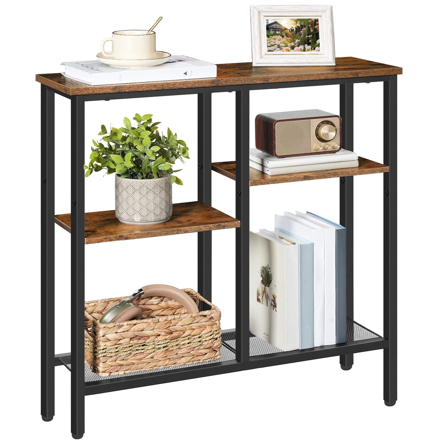 Narrow Console Table - Rustic Brown & Black