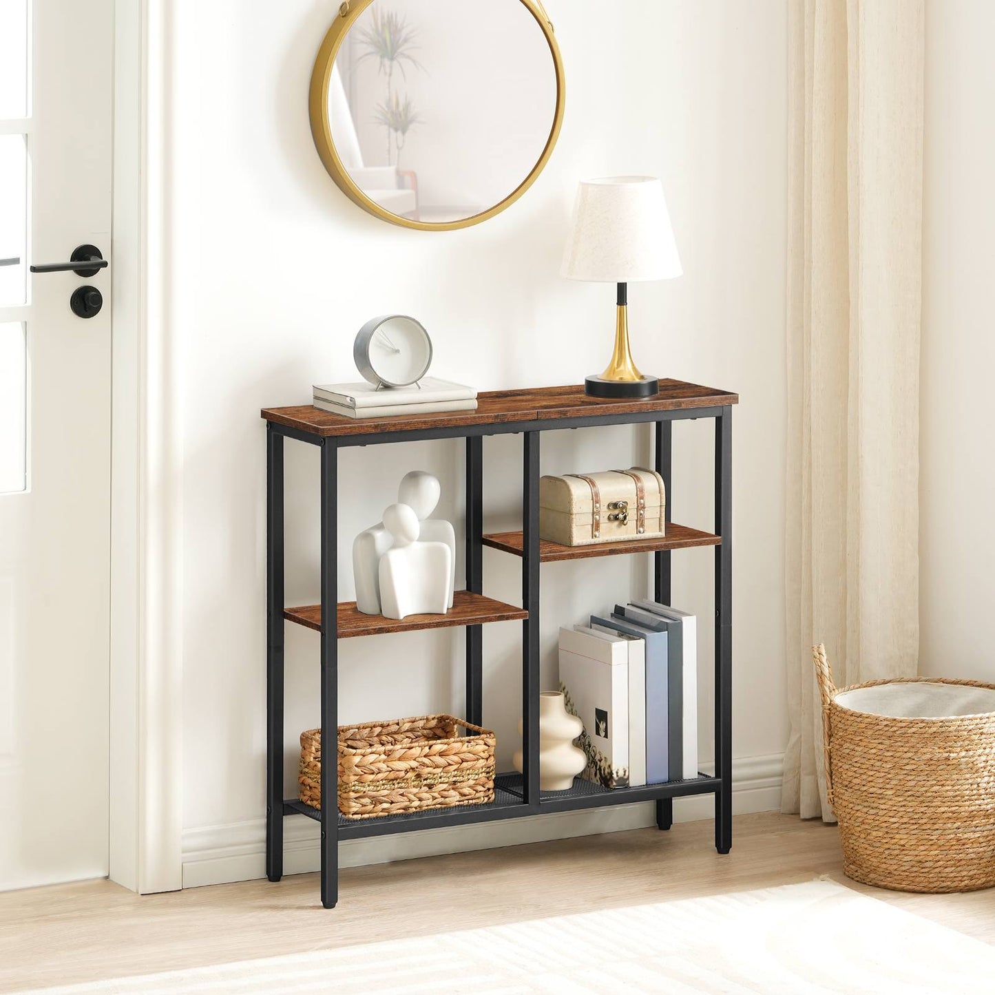 Narrow Console Table - Rustic Brown & Black