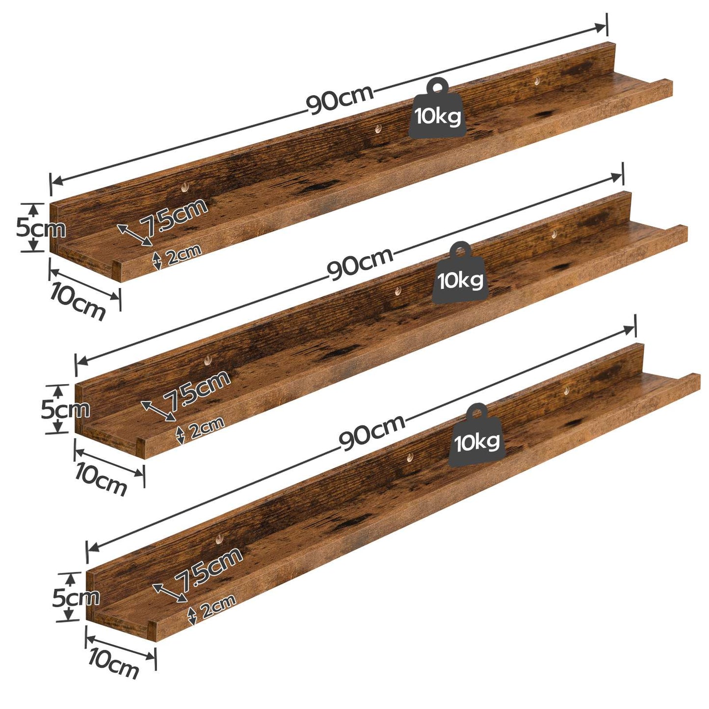 Floating Shelves - Rustic Brown