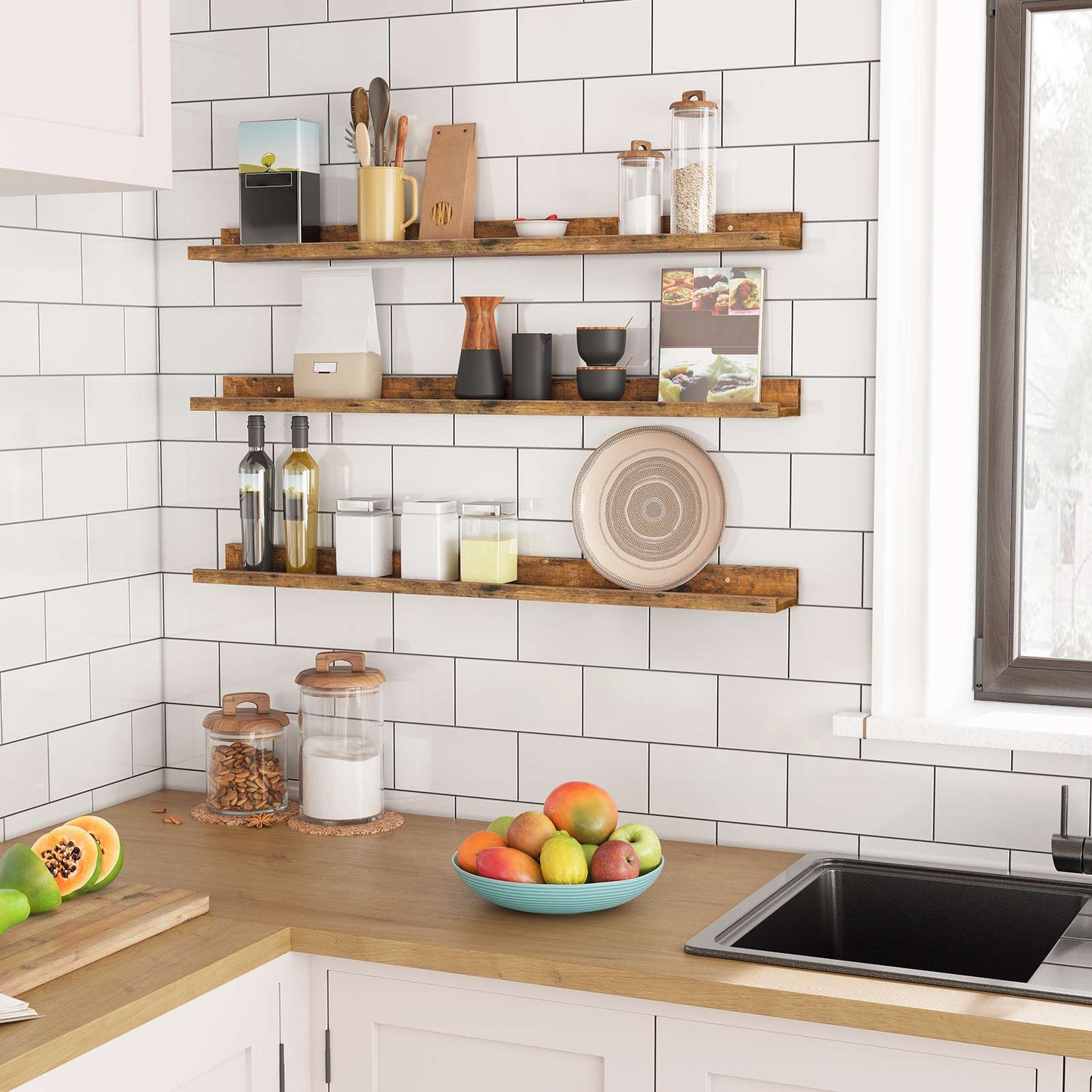 Floating Shelves - Rustic Brown