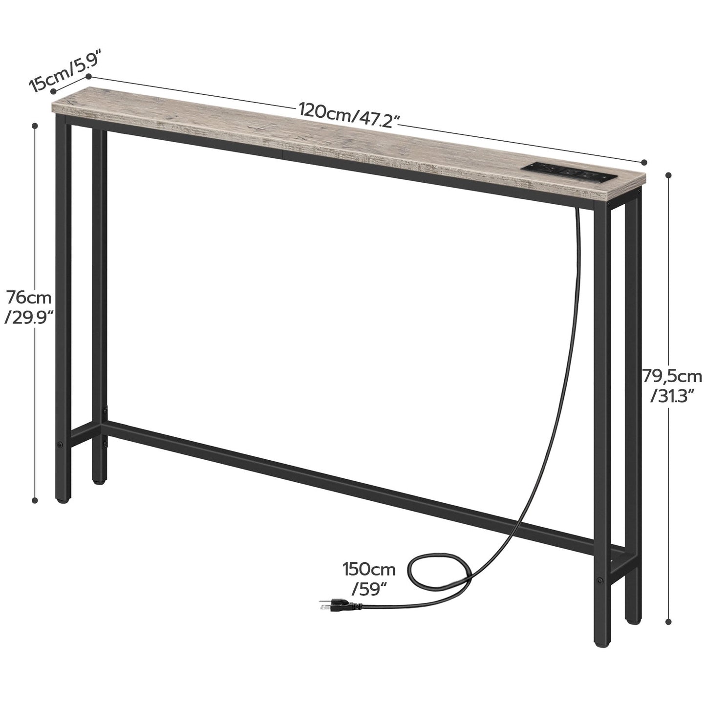 Console Table with Power Outlets, Charging Station