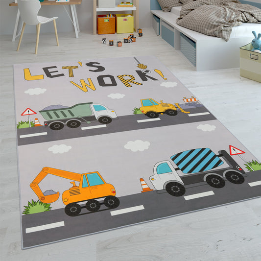 Kids Play-Mat Bob Construction Road with Trucks & Cranes