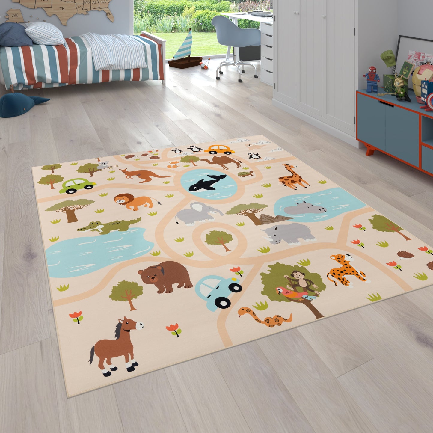 Kids Play-Mat Lilo with Wild Animals in Beige
