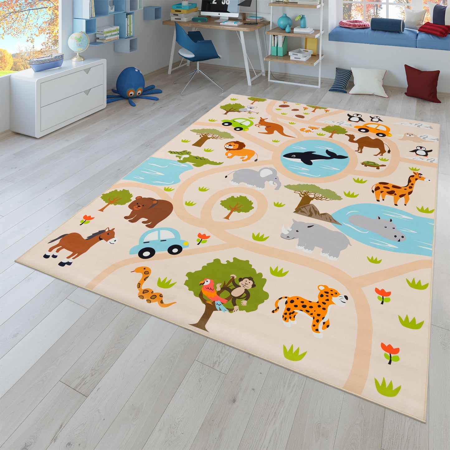 Kids Play-Mat Lilo with Wild Animals in Beige