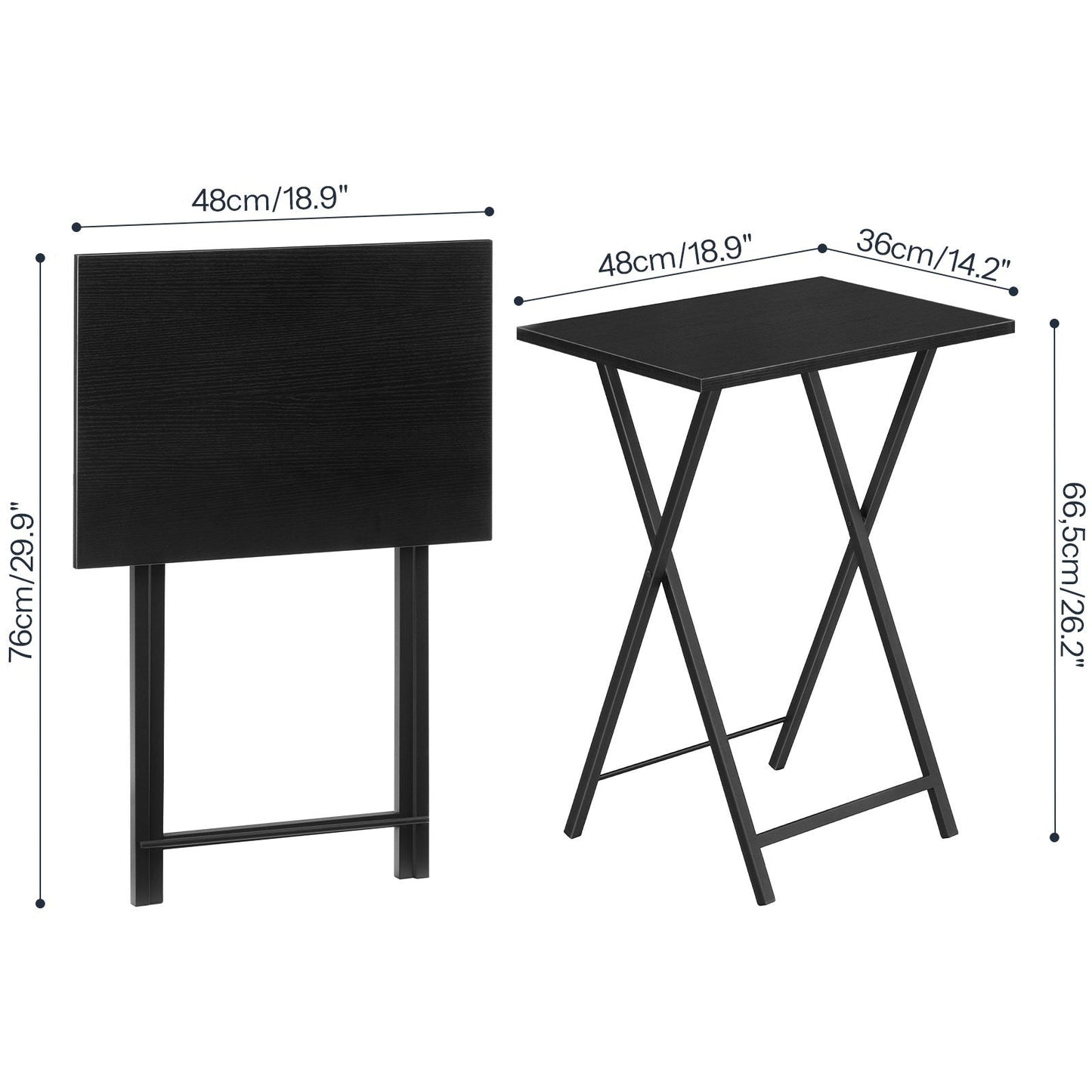 folding tv tray tables - black