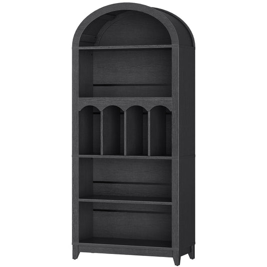 Arched Bookshelf with Storage - Black