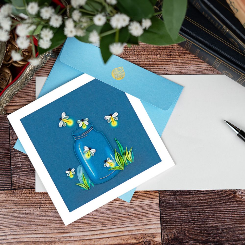 Fireflies Quilled Greeting Card