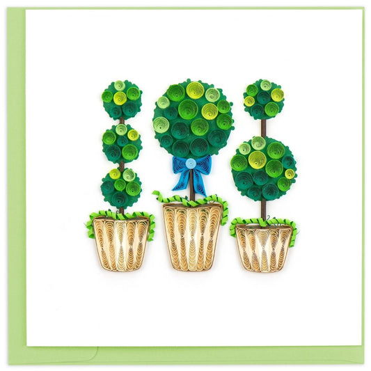 Potted Topiary Plants Quilled Greeting Card