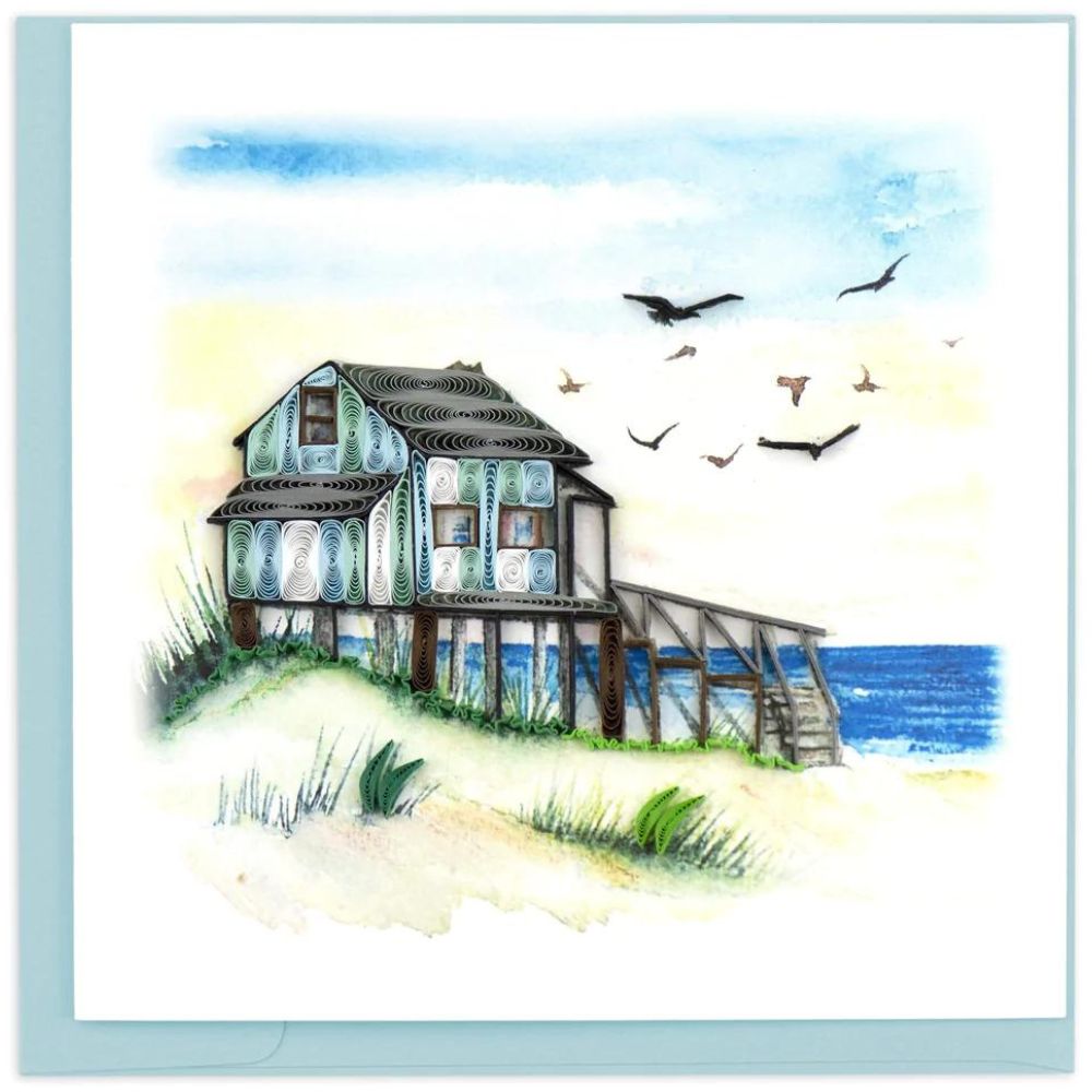 Beach House Quilled Greeting Card