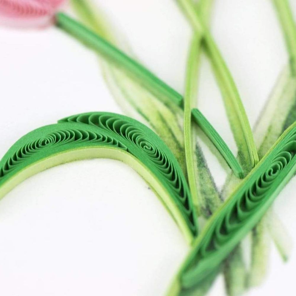 Colorful Tulips Quilled Greeting Card