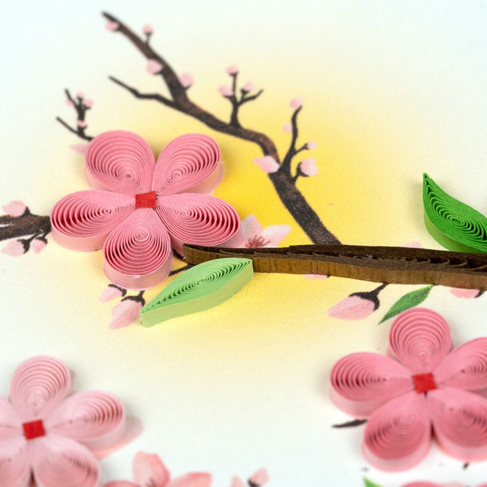 Cherry Blossoms Quilled Greeting Card