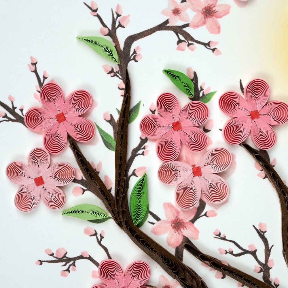 Cherry Blossoms Quilled Greeting Card