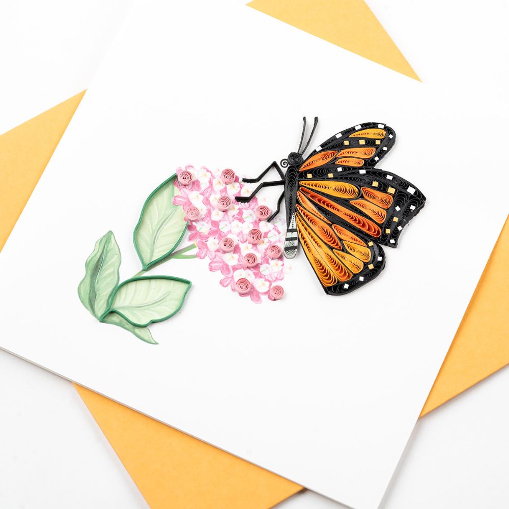 Monarch Milkweed Butterfly Quilled Greeting Card