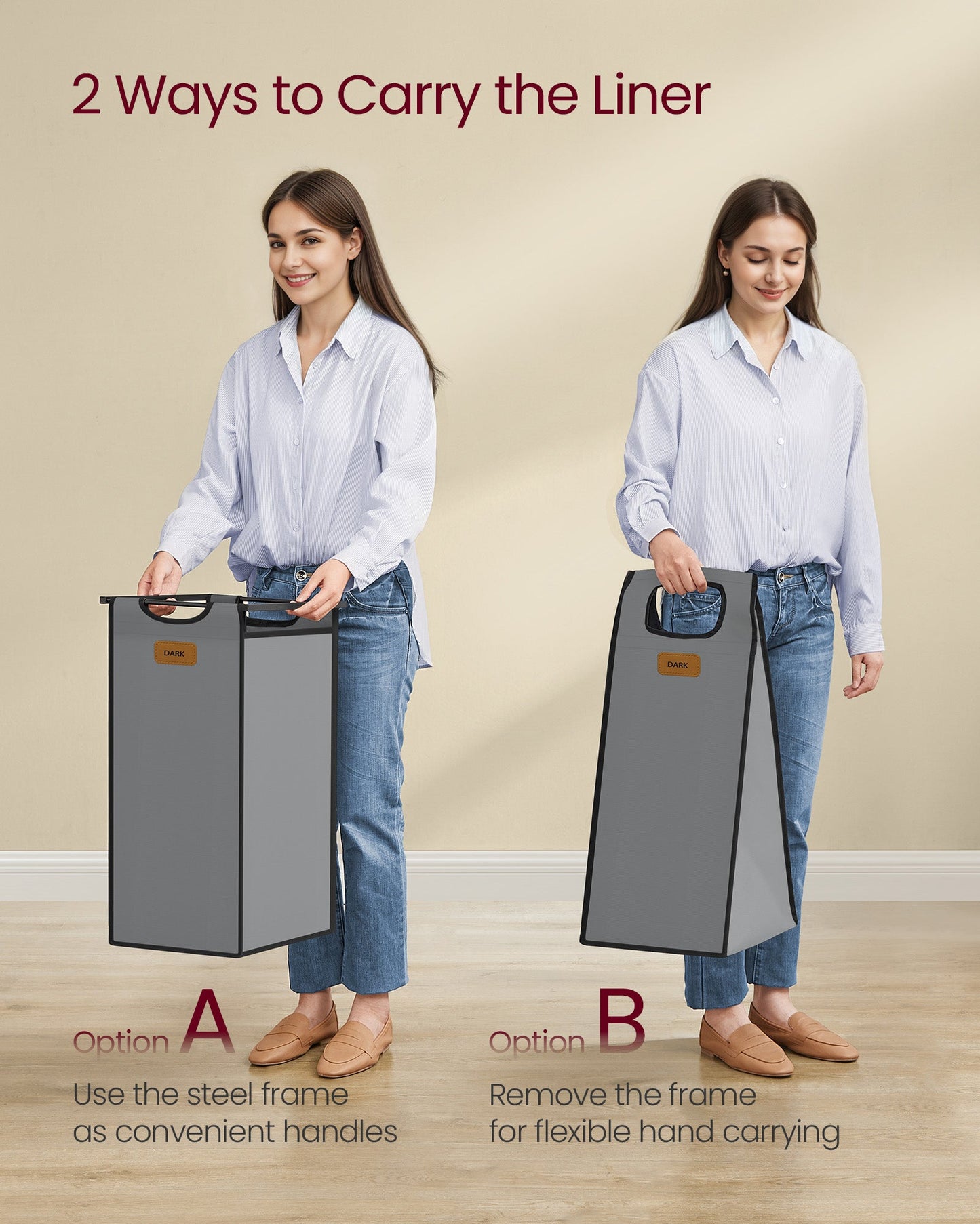 Rolling Laundry Hamper with 3 Compartments, 26.4 Gal. (100 L)