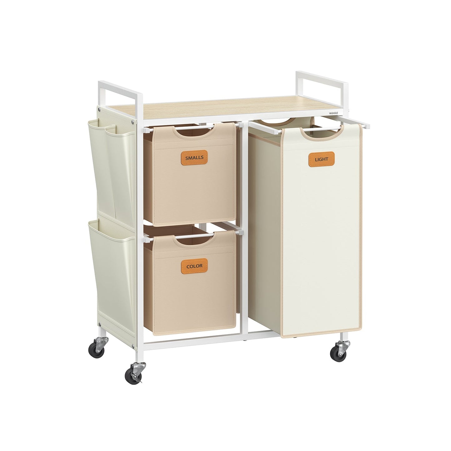 Rolling Laundry Hamper with 3 Compartments, 26.4 Gal. (100 L)