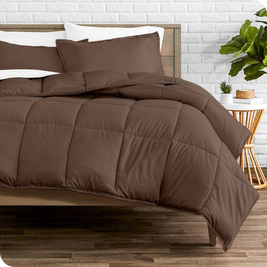 Queen size 3-Piece Down Alternative Microfiber Comforter Set in Chocolate Brown