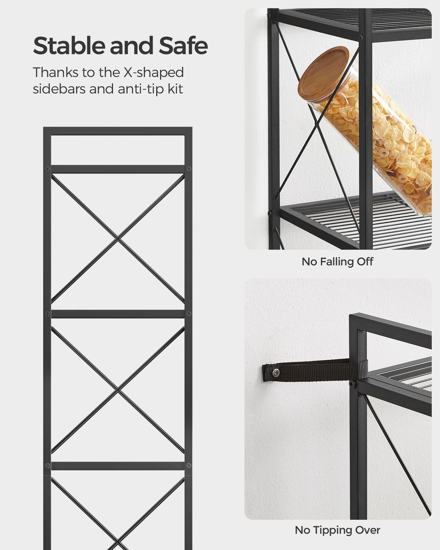 5-Tier Metal Storage Rack with X Side Frames