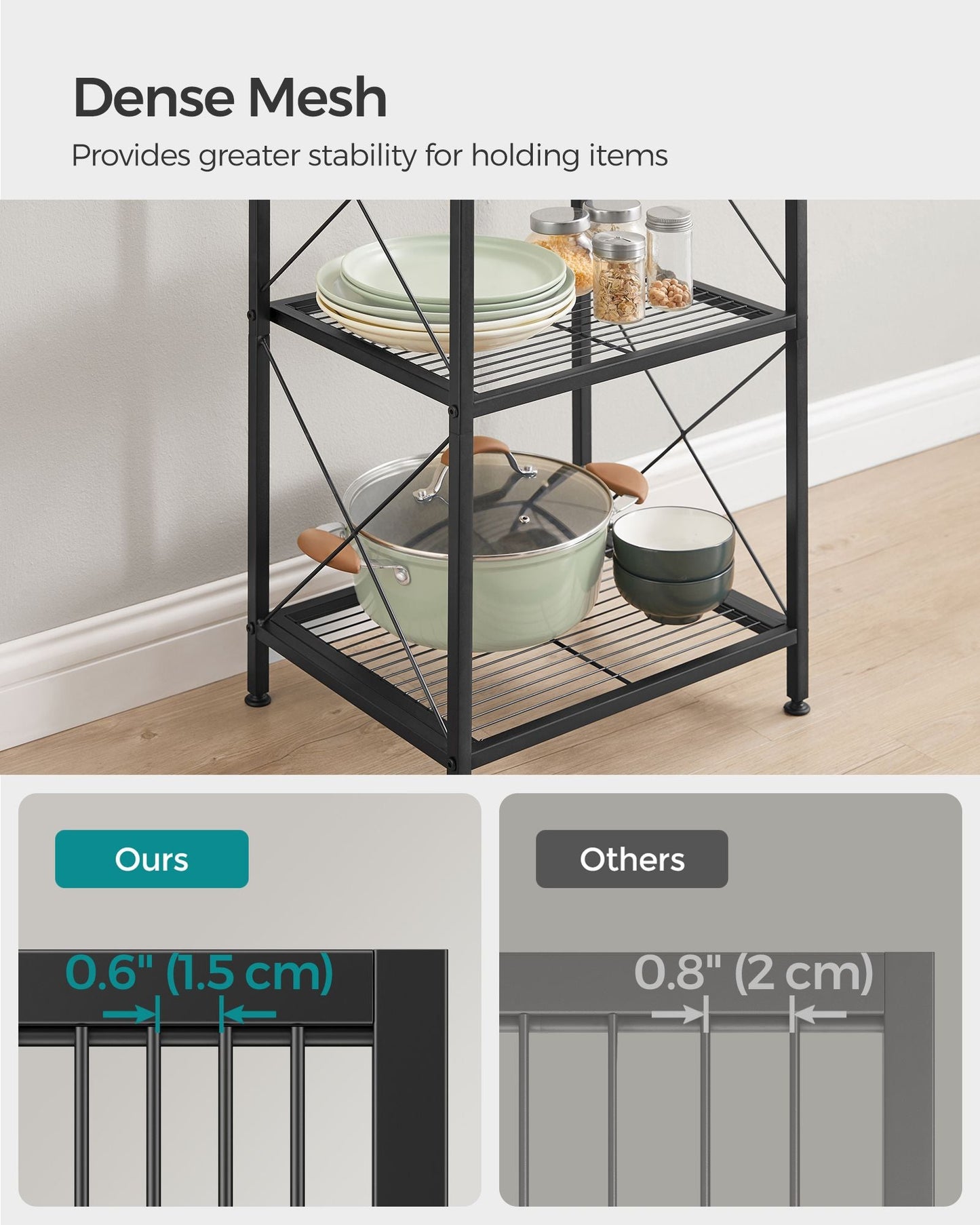 5-Tier Metal Storage Rack with X Side Frames