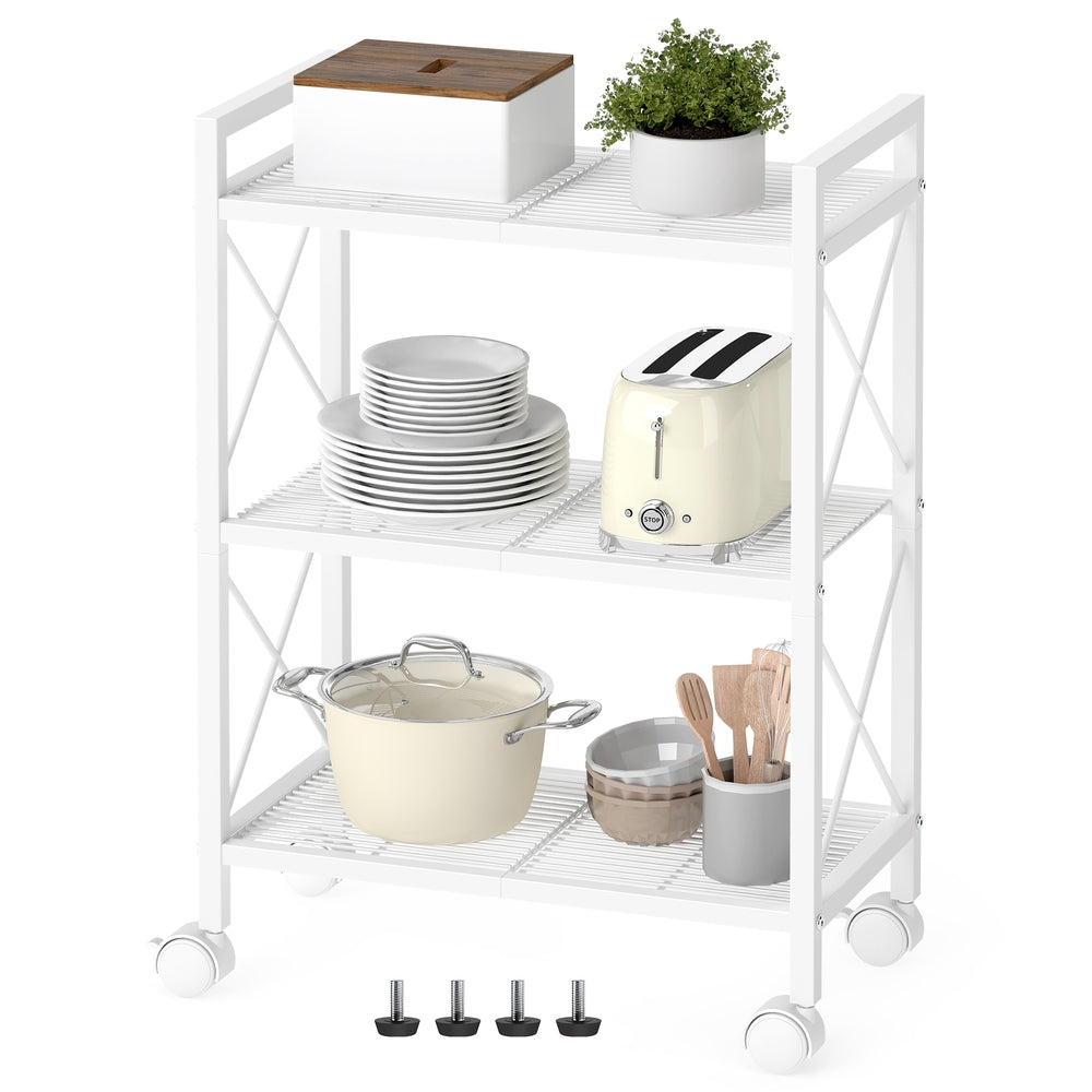 3-Tier Metal Storage Rack with Wheels