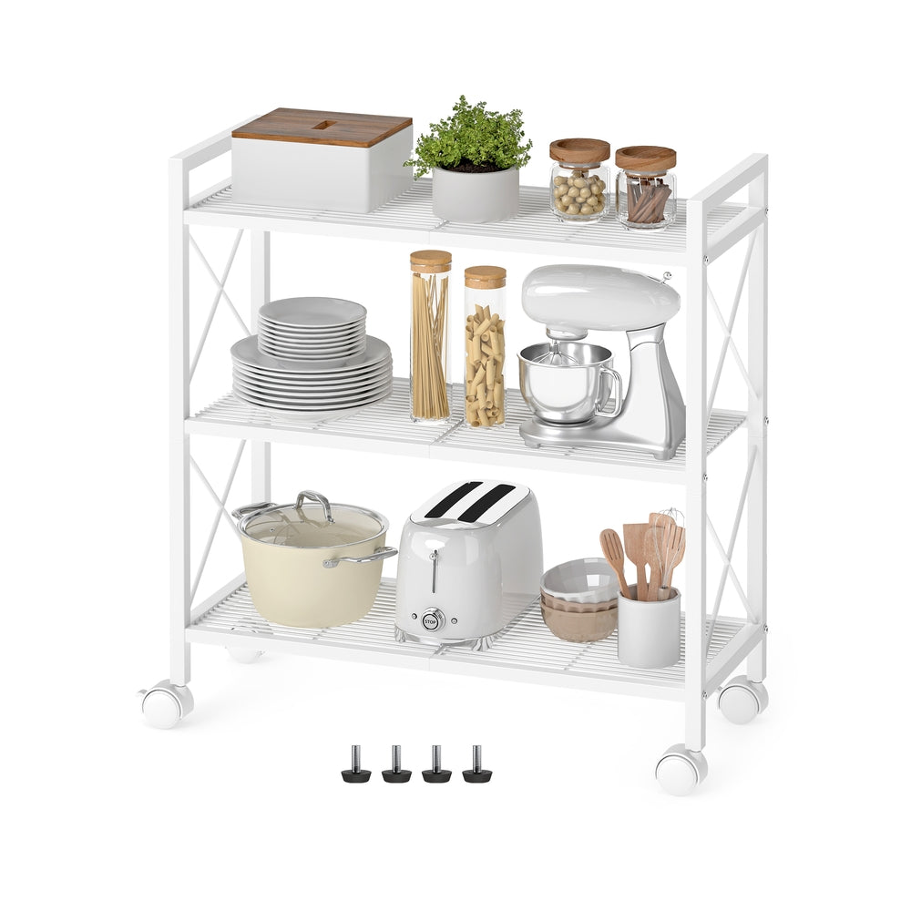 3-Tier Metal Storage Rack with Wheels