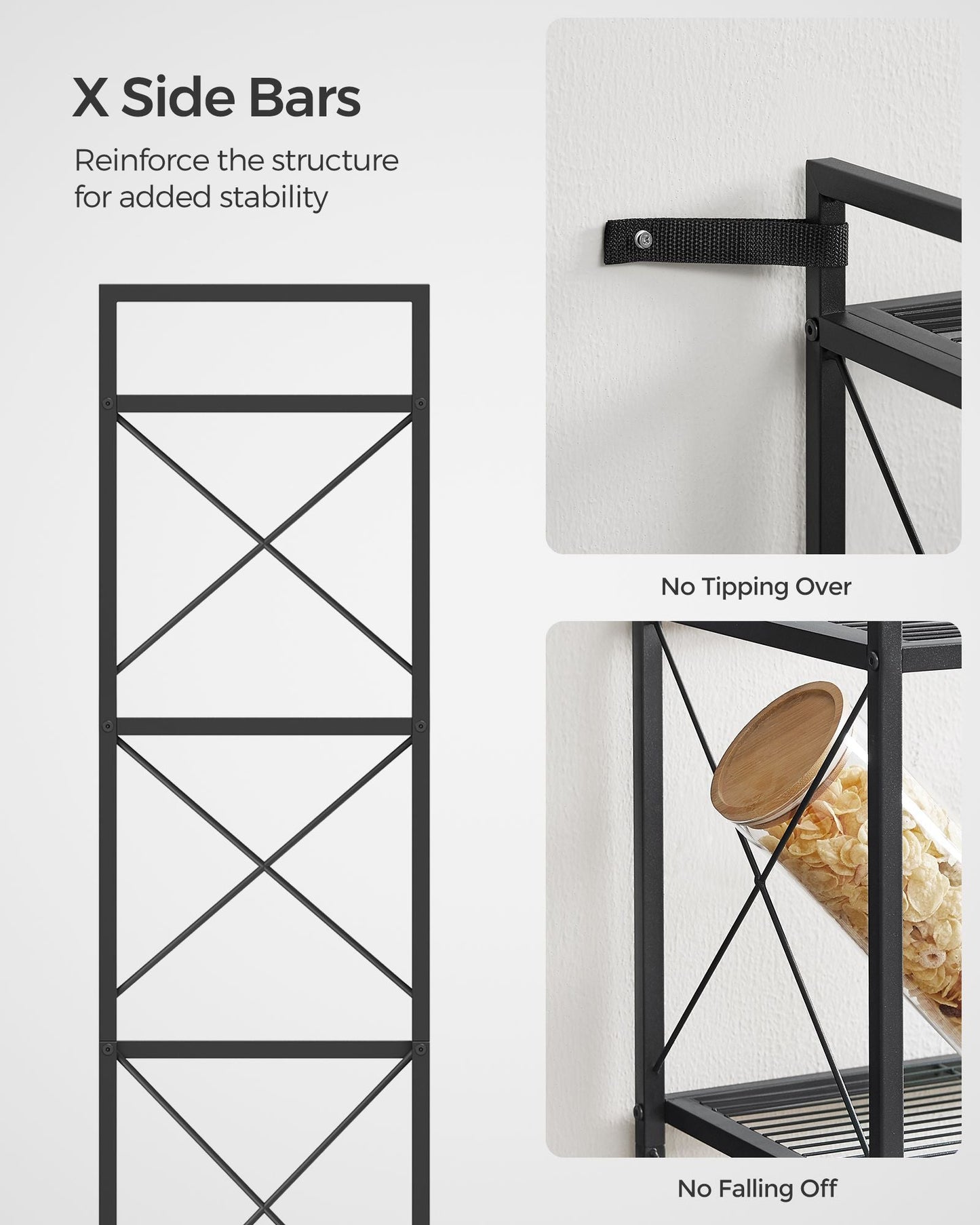 5-Tier Metal Storage Rack with X Side Frames