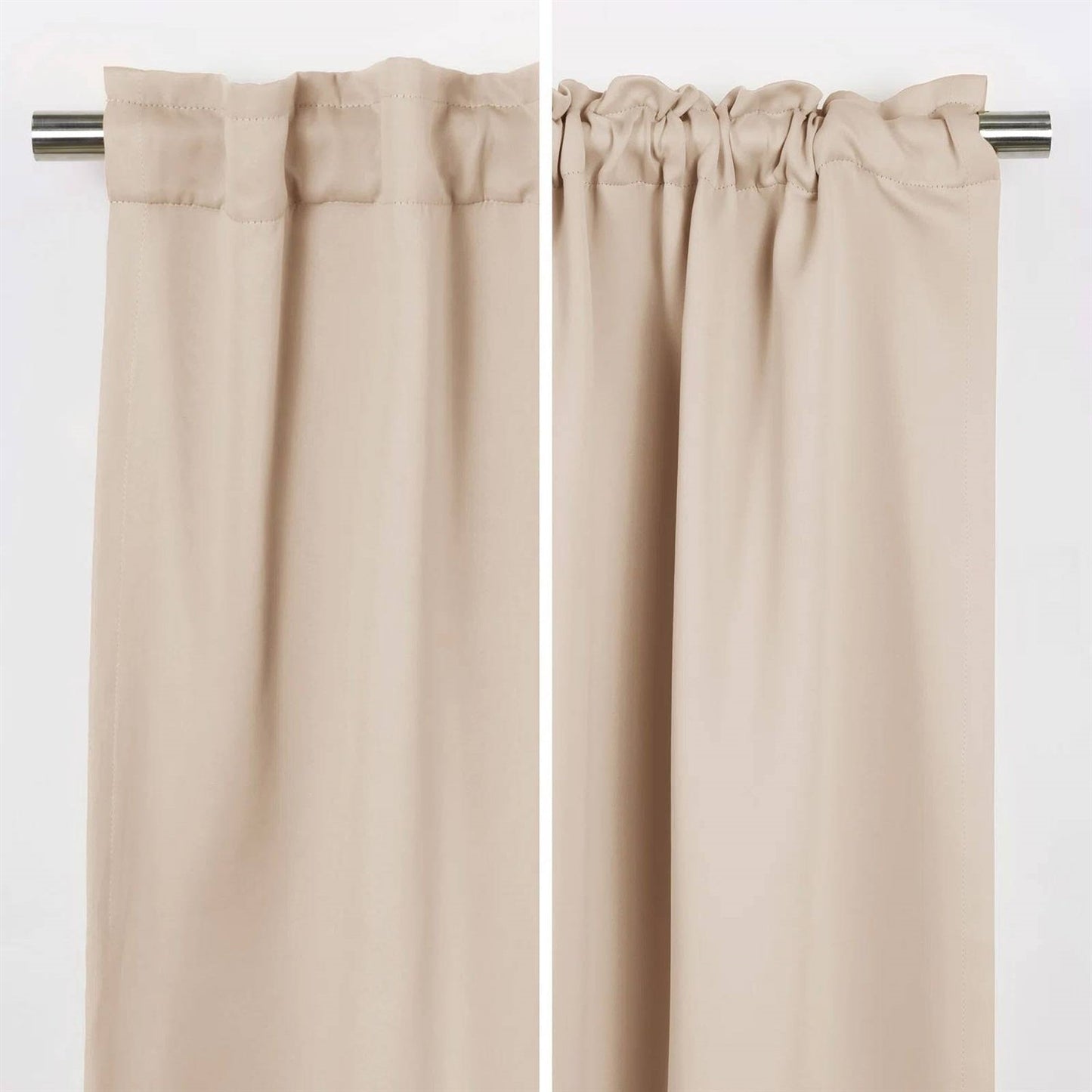 52 x 96 inch Solid Beige Cream Thermal Blackout Curtain Panels - Set of 2