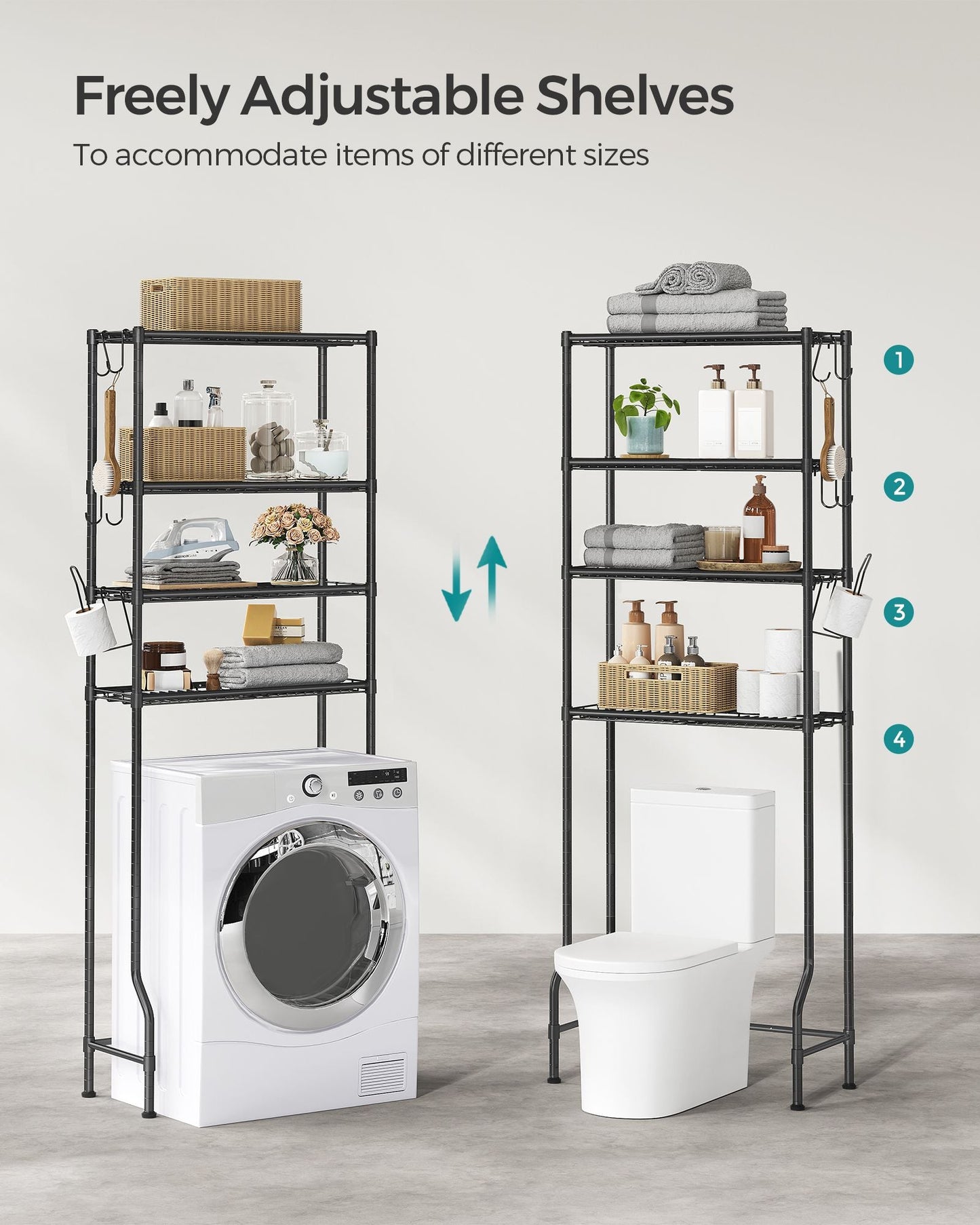 4 Tier Over The Toilet Storage