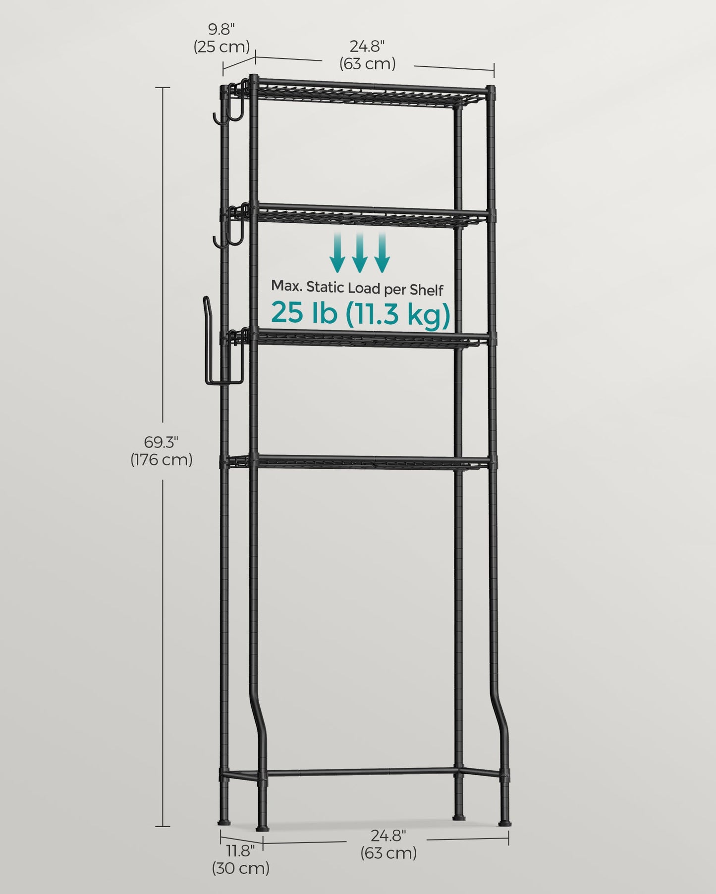 4 Tier Over The Toilet Storage