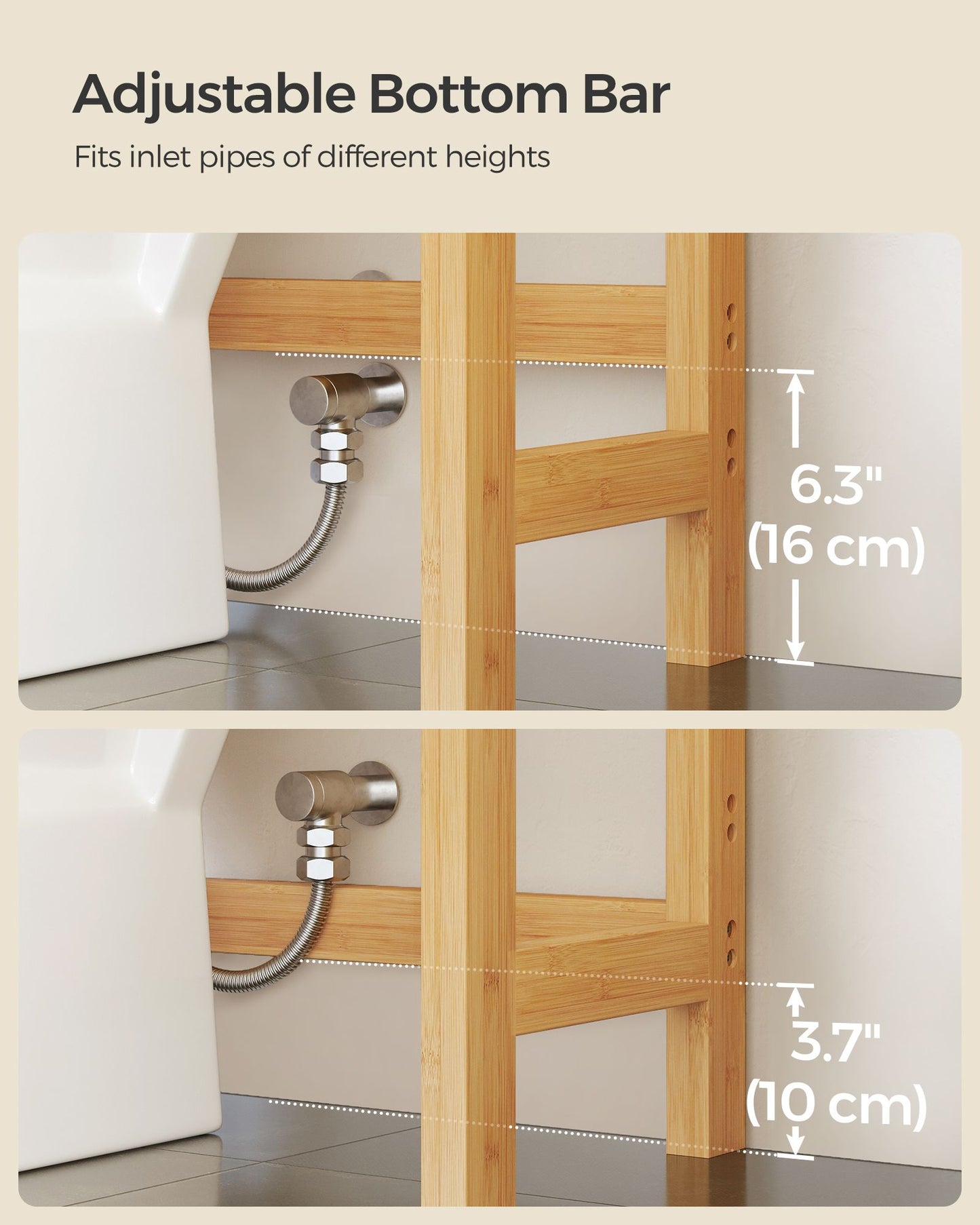 4-Tier Over-the-Toilet Storage Shelf Natural Beige