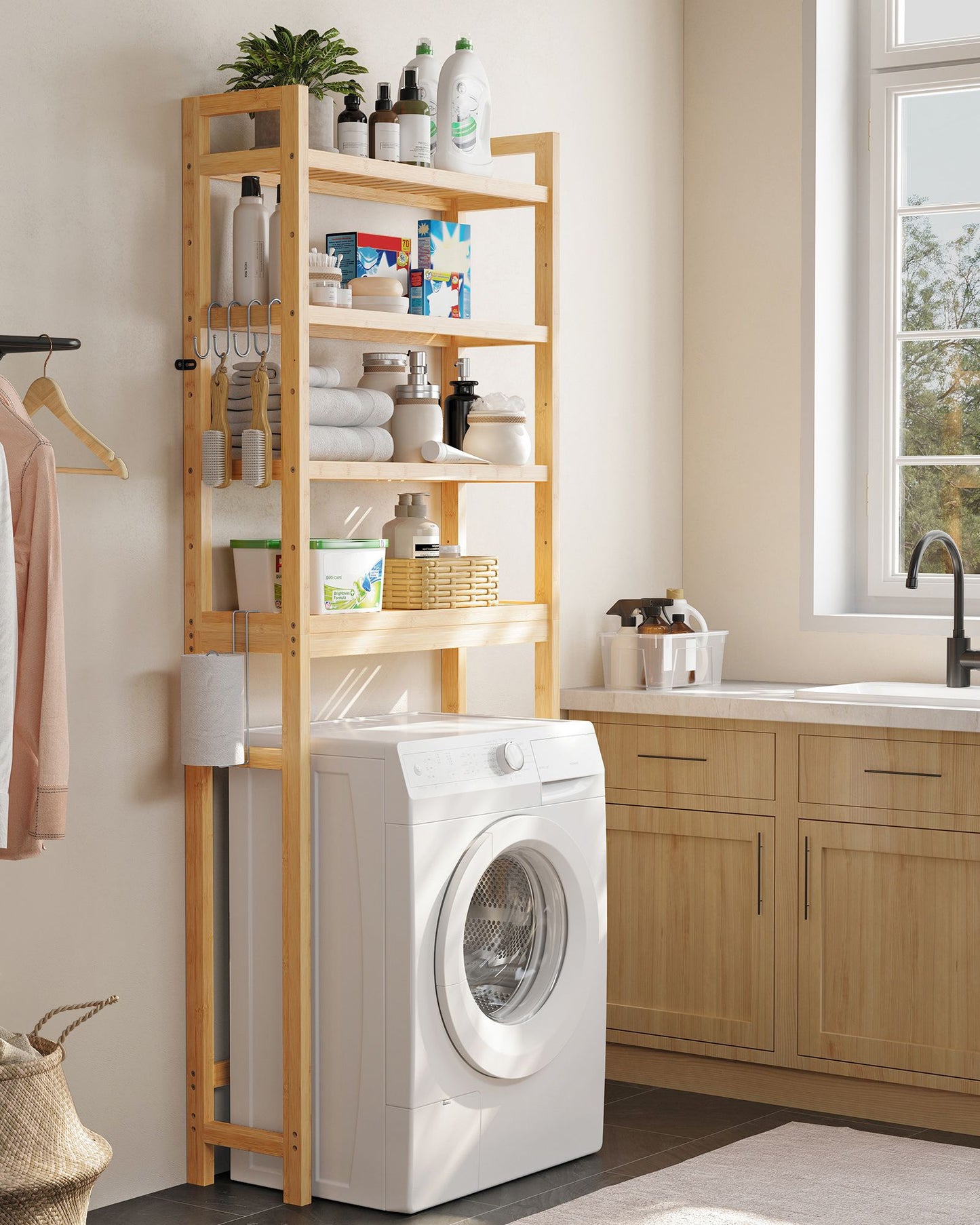 4-Tier Over-the-Toilet Storage Shelf Natural Beige