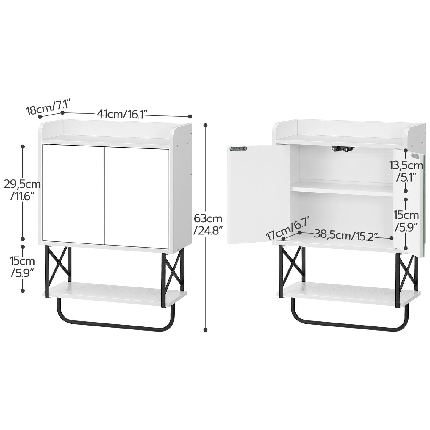 medicine wall cabinet with mirror - white