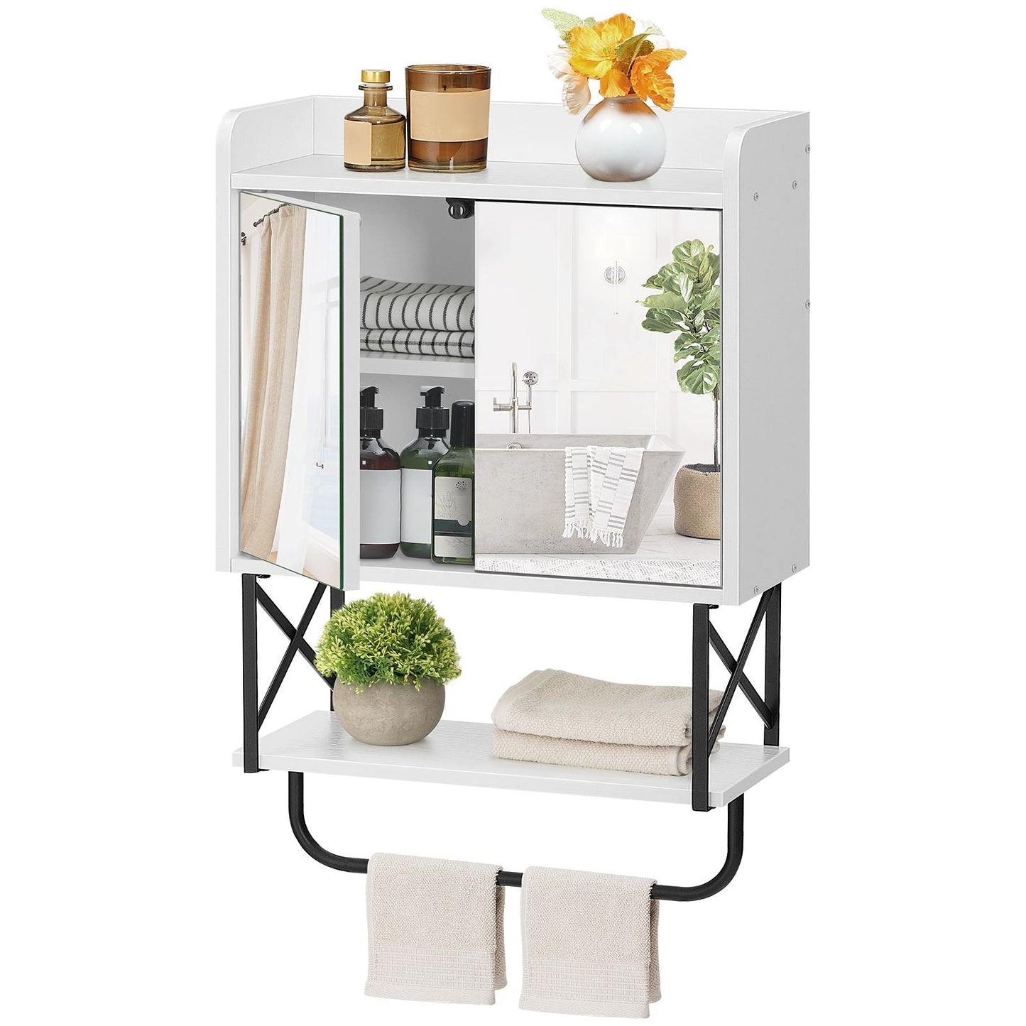 medicine wall cabinet with mirror - white