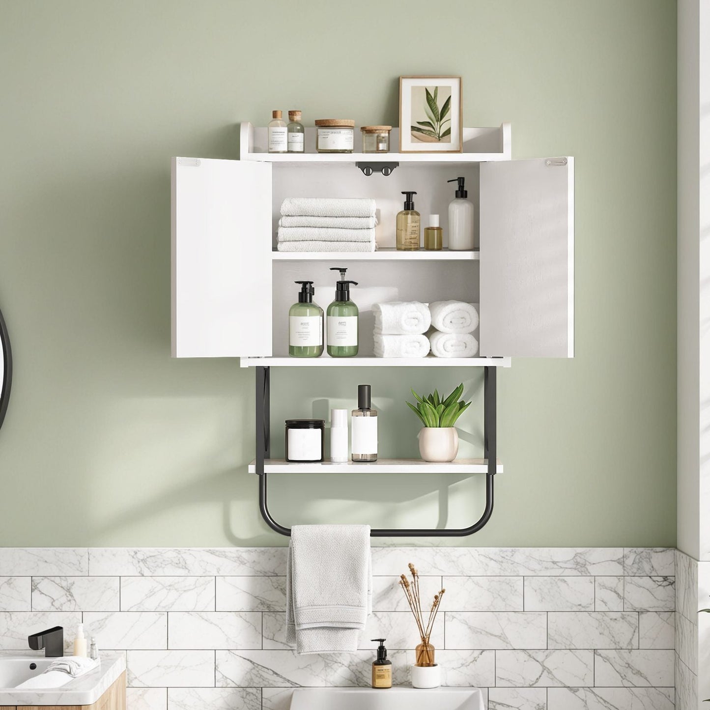 medicine wall cabinet with mirror - white