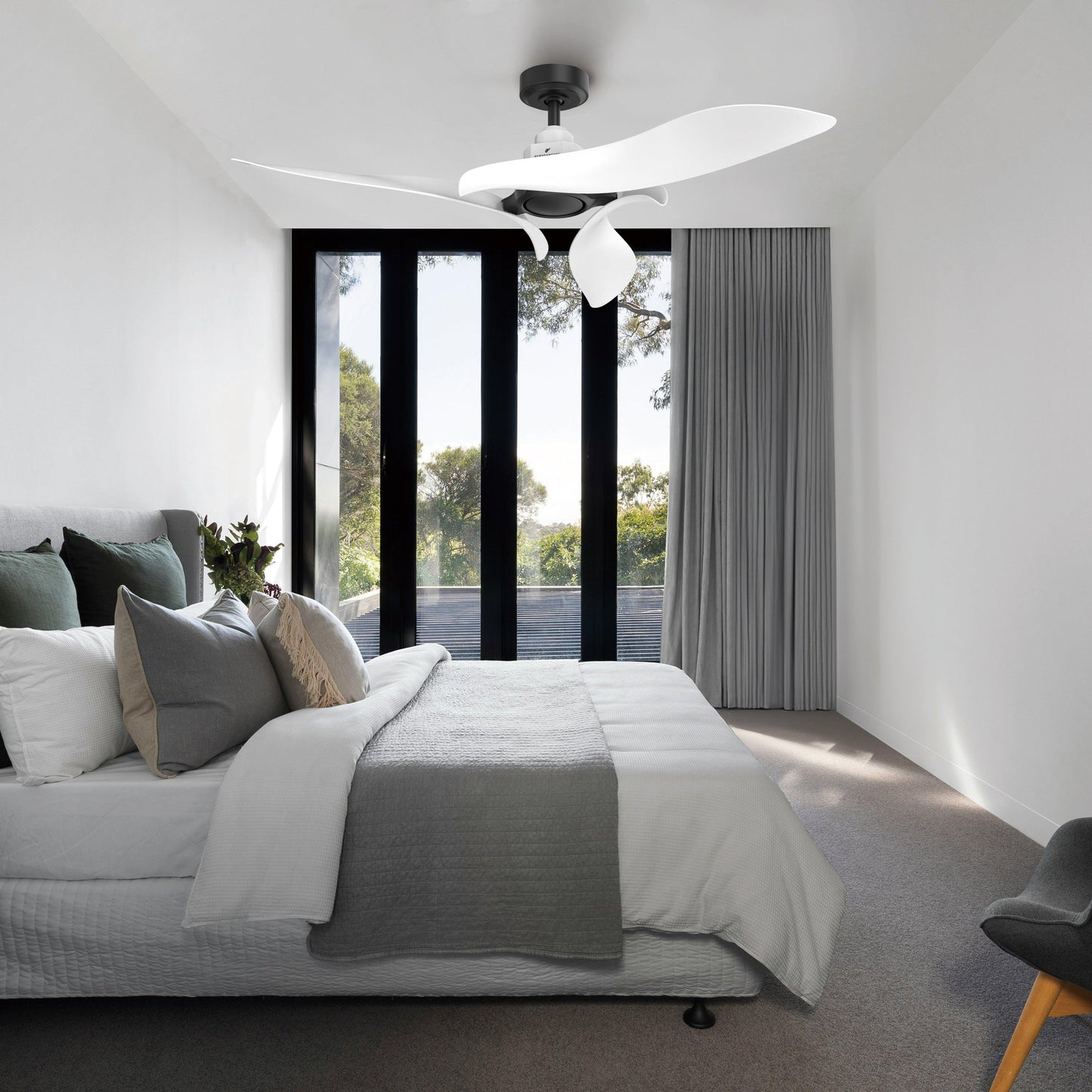 54" DC Motor 6 Speed Black Ceiling Fan