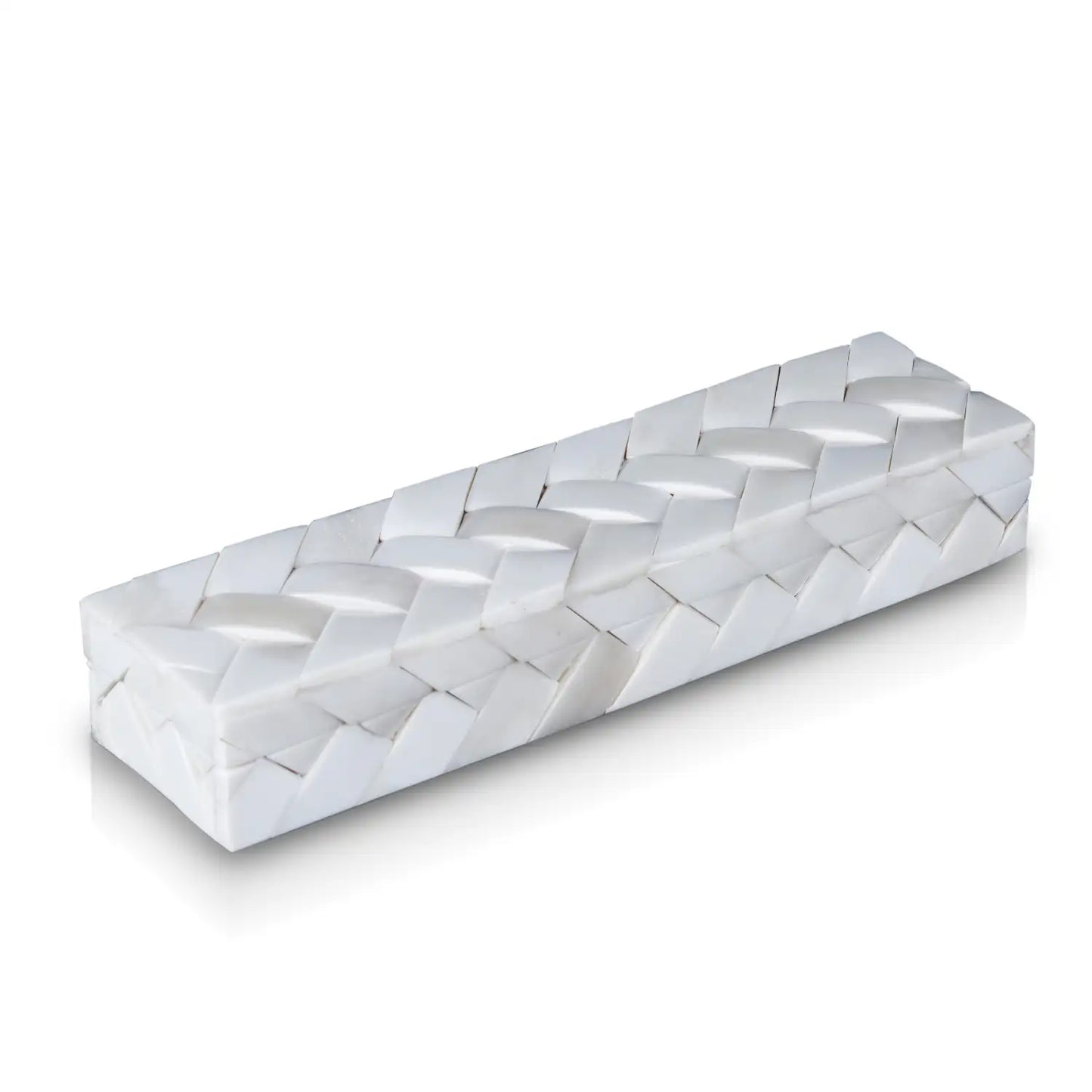 Braid Pattern Decorative Storage Box, Bone Inlay in 7 Sizes, Ivory