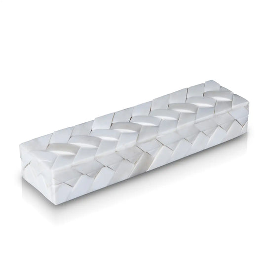 Braid Pattern Decorative Storage Box, Bone Inlay in 7 Sizes, Ivory