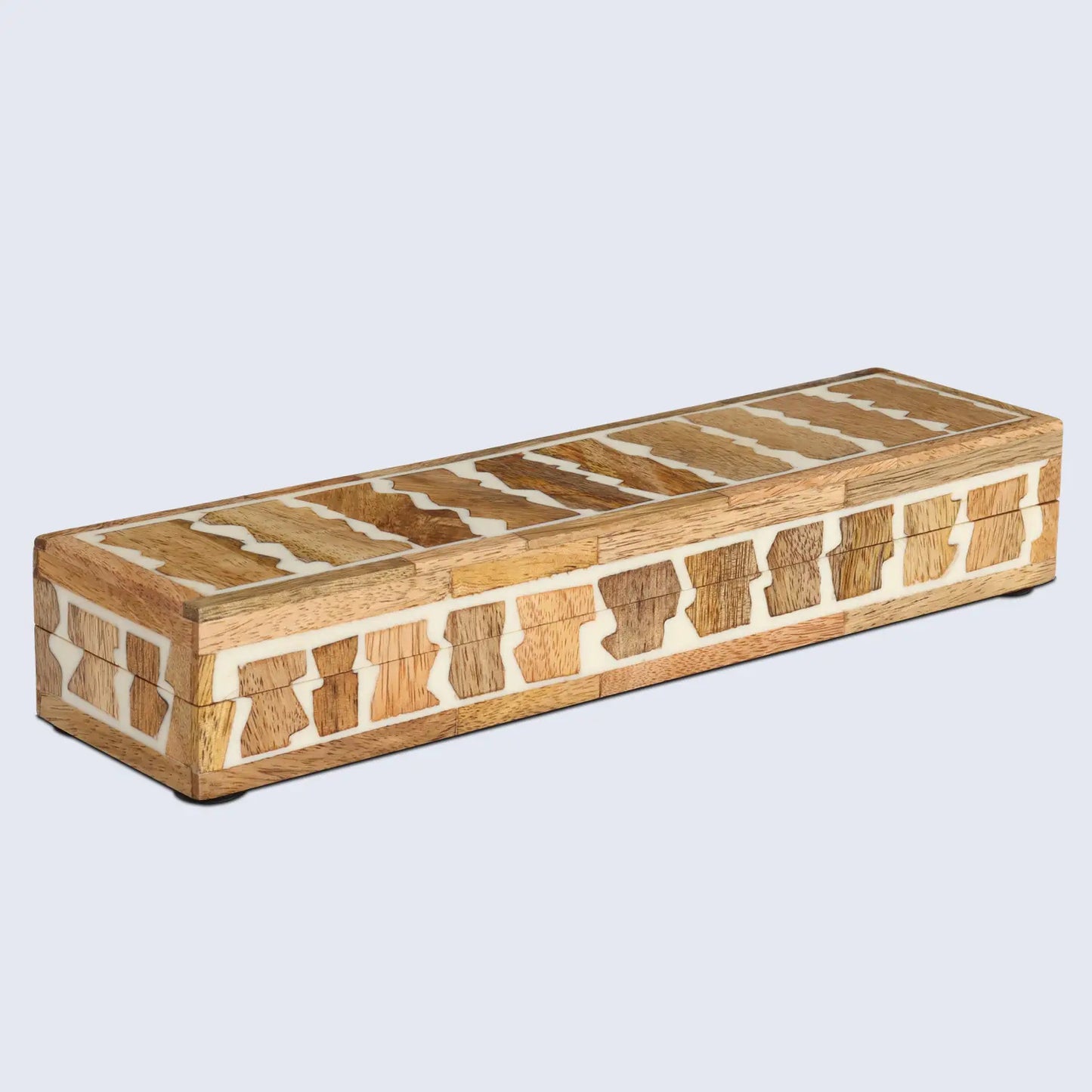 Kept Safari Pattern Decorative Storage, Resin Inlay & Wood in 7 Sizes, Brown-White