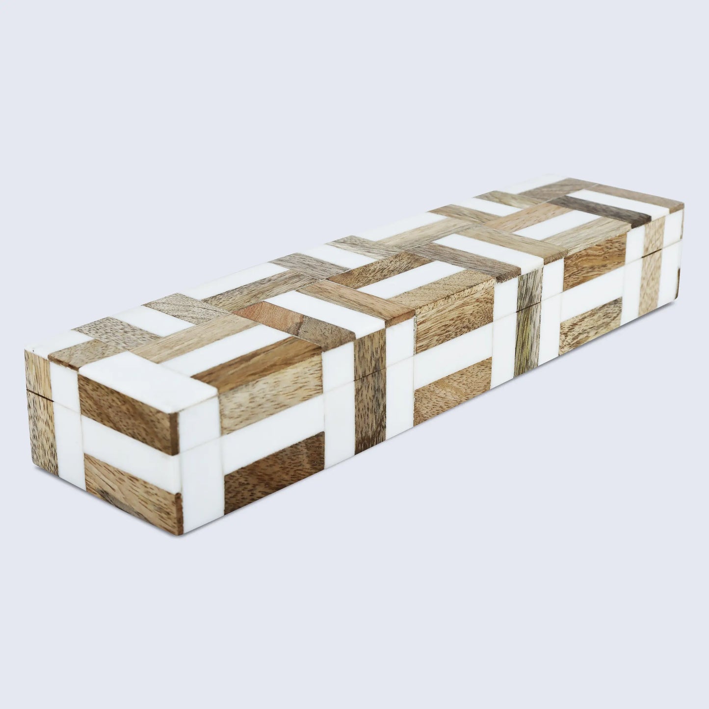 Decorative Box Marquet Chase Collection Wood & Resin Inlay Brown White in 8 Sizes