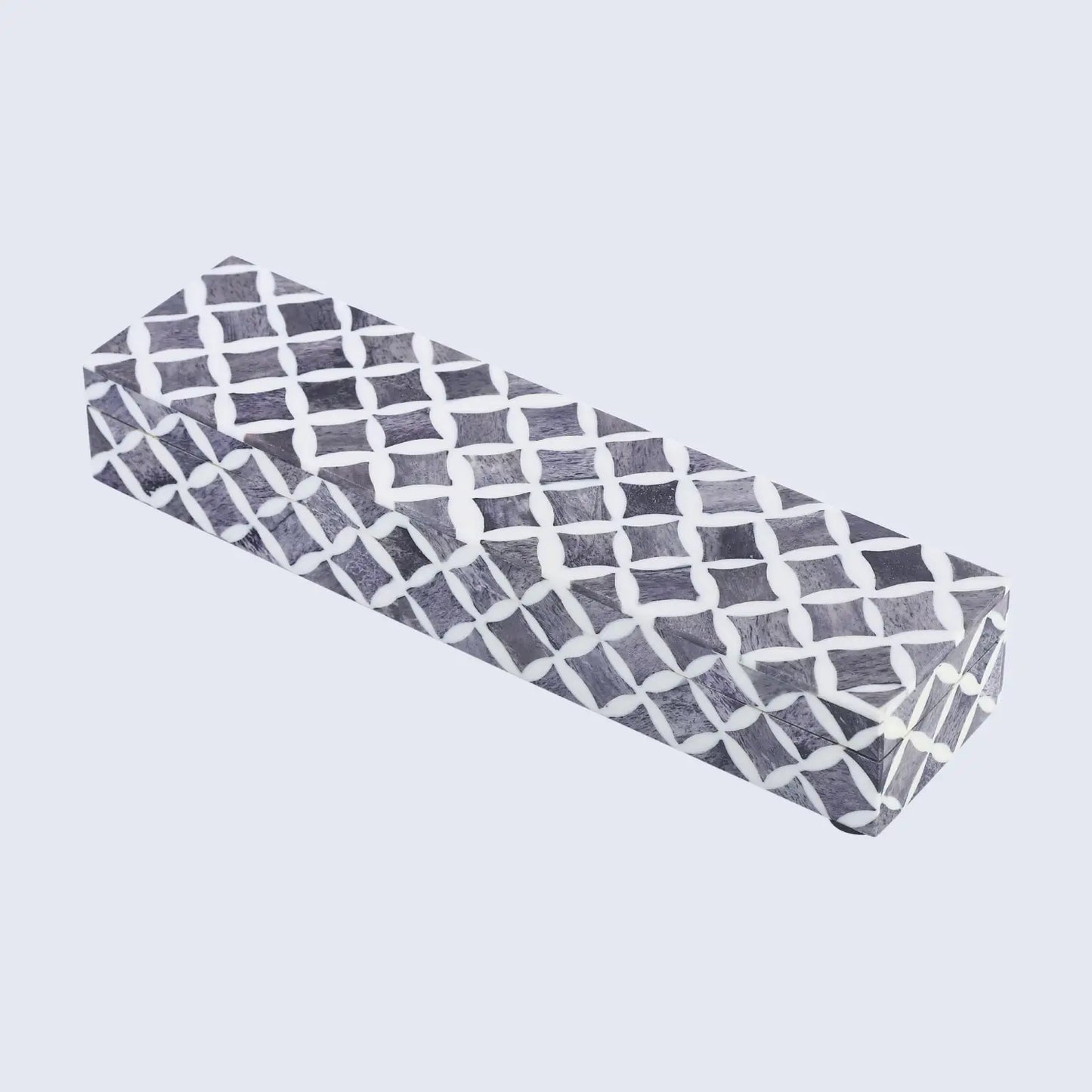 Star Pattern Decorative Storage Box, Bone & Resin Inlay in 7 Sizes, Grey