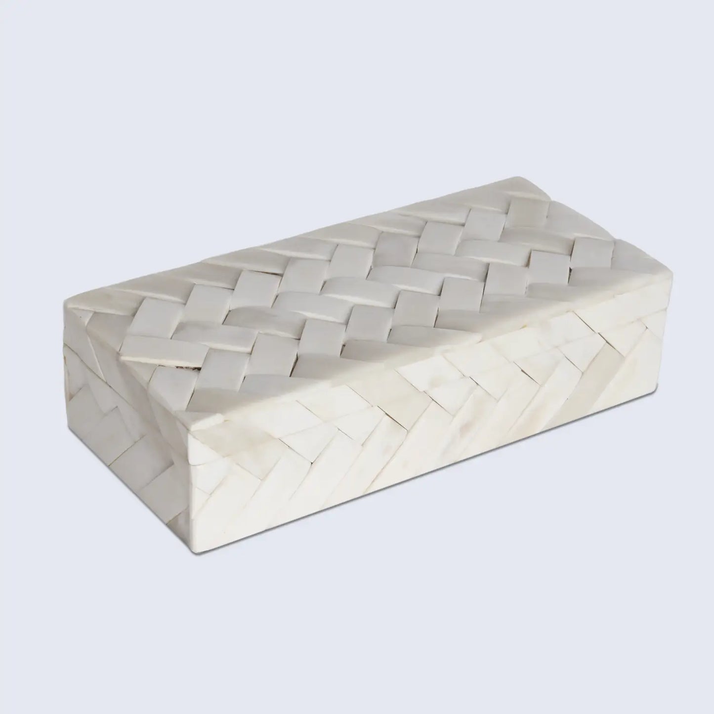 Braid Pattern Decorative Storage Box, Bone Inlay in 7 Sizes, Ivory