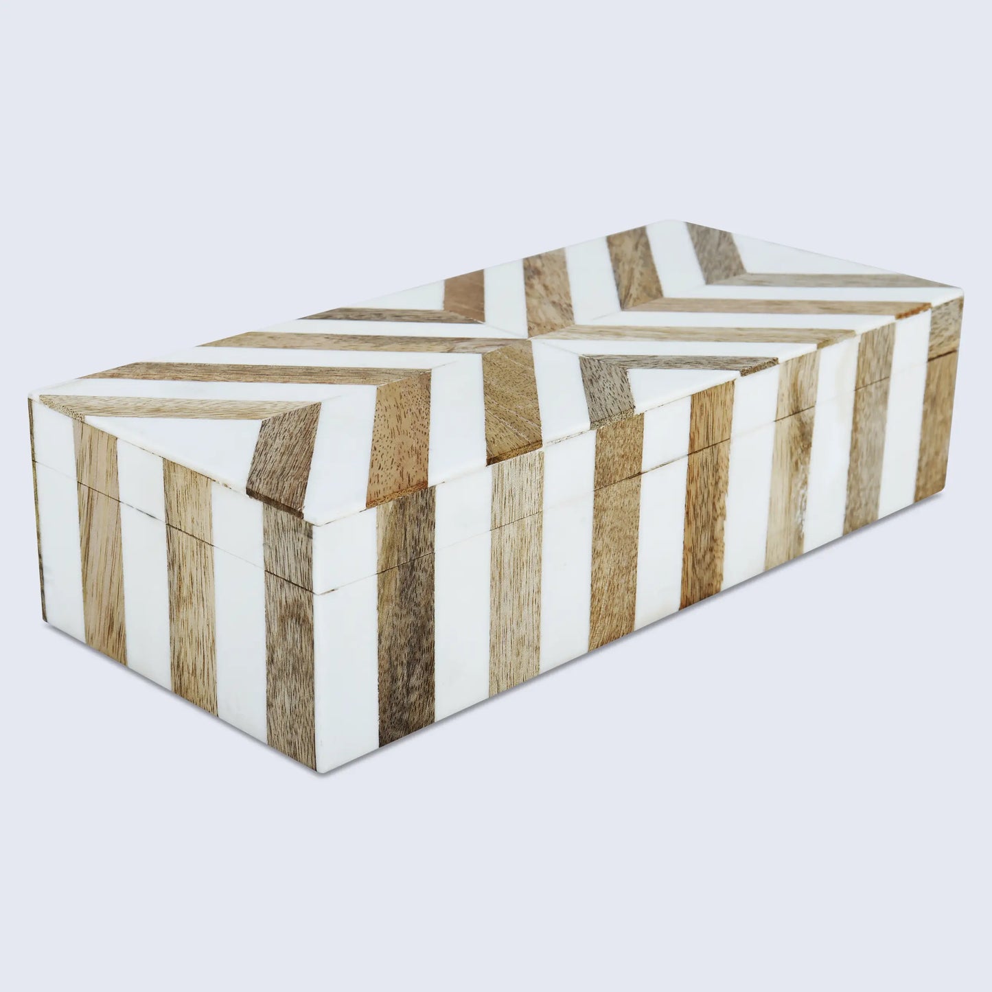 marquet chevron resin wood inlay decorative storage box 8 size