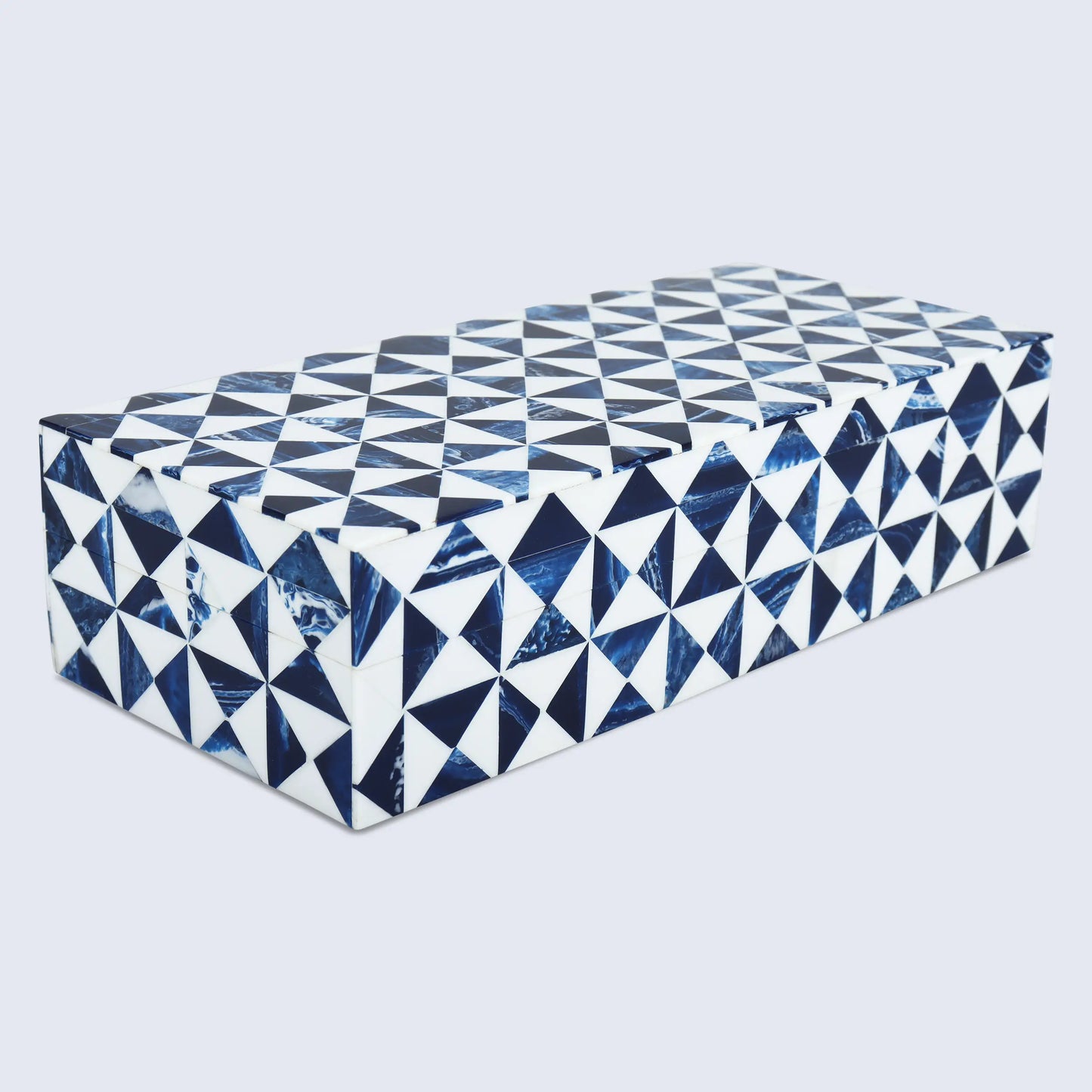 marquet indigo pattern resin inlay decorative storage box