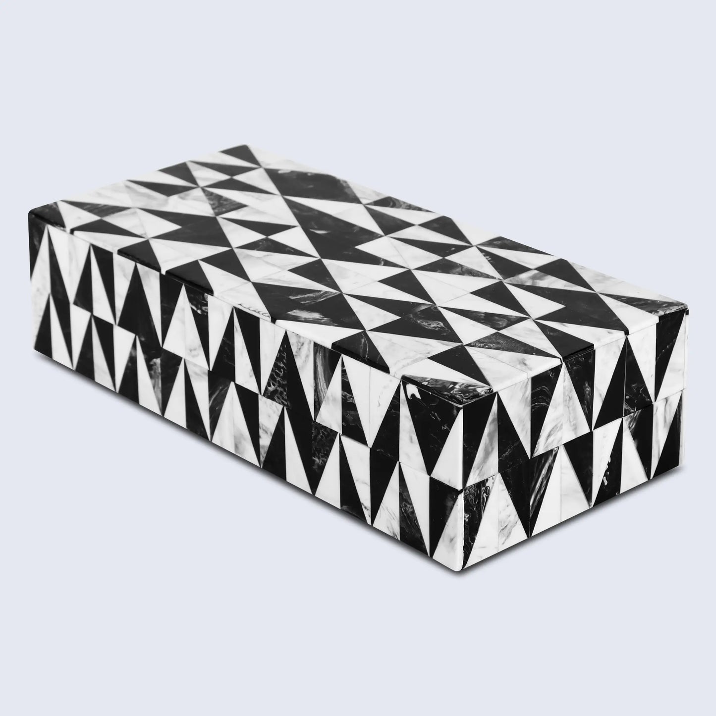 Medley Harlequin Pattern Decorative Storage Box, Resin Inlay in 7 Sizes, Black & White